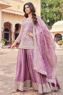 Picture of Classy Lavender Designer Palazzo Suit for Engagement, Reception, Party and Festivals