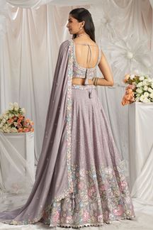 Picture of Appealing Mauve Designer Indo-Western Lehenga Choli for Engagement and Reception