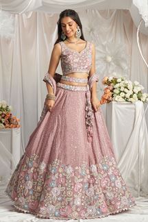 Picture of FlawlessRose Gold Designer Indo-Western Lehenga Choli for Engagement and Reception