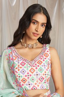 Picture of Gorgeous Cream Designer Indo-Western Lehenga Choli for Party, Engagement and Reception