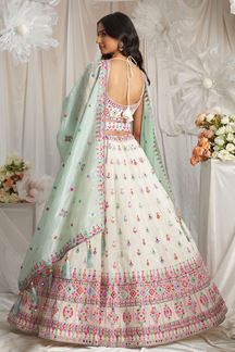 Picture of Gorgeous Cream Designer Indo-Western Lehenga Choli for Party, Engagement and Reception