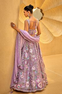 Picture of Magnificent Lavender Designer Indo-Western Lehenga Choli for Engagement and Reception