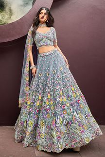 Picture of Exquisite Turquoise Blue Designer Lehenga Choli for Wedding and Reception