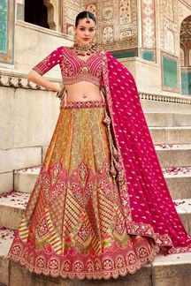 Picture of Classy Pink and Brown Designer Lehenga Choli for Wedding and Reception