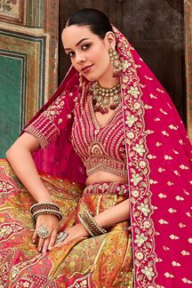 Picture of Classy Pink and Brown Designer Lehenga Choli for Wedding and Reception