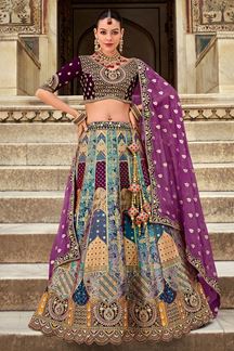 Picture of Smashing Grey and Purple Designer Lehenga Choli for Wedding and Reception