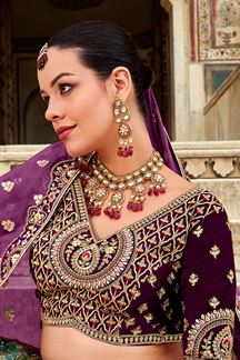 Picture of Smashing Grey and Purple Designer Lehenga Choli for Wedding and Reception