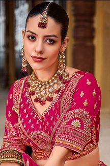 Picture of Spectacular Orange and Pink Designer Bridal Lehenga Choli for Wedding and Reception 