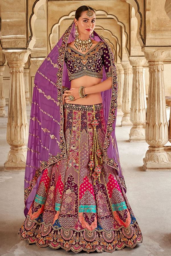 Picture of Splendid Purple and Wine Designer Lehenga Choli for Wedding and Reception