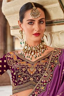 Picture of Splendid Purple and Wine Designer Lehenga Choli for Wedding and Reception