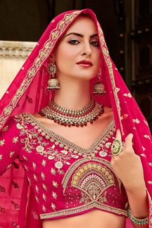 Picture of Outstanding Orange and Pink Designer Bridal Lehenga Choli for Wedding and Reception