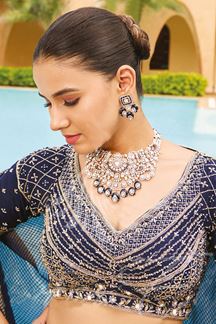 Picture of Exuberant Navy Blue Designer Wedding Lehenga Choli for Wedding and Sangeet 