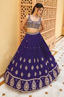 Picture of Pretty Purple Designer Indo-Western Lehenga Choli for Engagement and Wedding