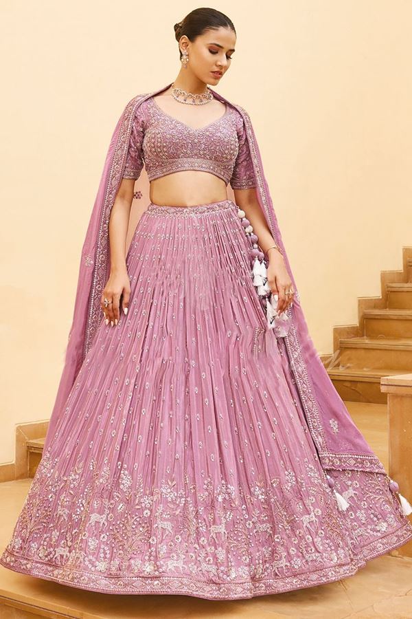 Picture of  Aesthetic Lavender Designer Lehenga Choli for Engagement and Reception