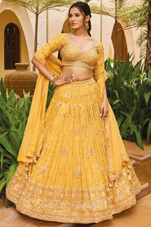 Picture of Enticing Yellow Designer Lehenga Choli for Haldi and Wedding