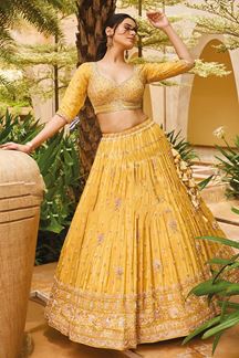 Picture of Enticing Yellow Designer Lehenga Choli for Haldi and Wedding