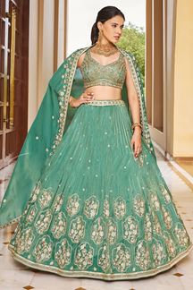 Picture of Irresistible Sea Green Designer Lehenga Choli for Engagement and Wedding 