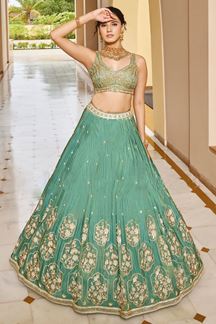 Picture of Irresistible Sea Green Designer Lehenga Choli for Engagement and Wedding 