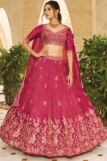 Picture of Delightful Rani Pink Designer Wedding Lehenga Choli for Wedding and Reception