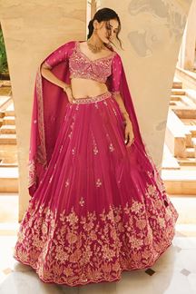 Picture of Delightful Rani Pink Designer Wedding Lehenga Choli for Wedding and Reception