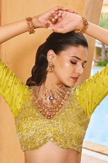 Picture of Stunning Lemon Yellow Designer Lehenga Choli for Haldi and Wedding 