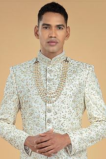 Picture of Amazing Cream Designer Men’s Sherwani for Engagement and Wedding 