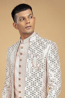 Picture of Awesome Peach Designer Men’s Indowestern Sherwani for Engagement and Wedding 