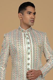 Picture of Fancy Cream Designer Men’s Sherwani for Engagement, and Wedding 