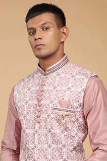 Picture of Splendid Peach Designer Kurta Jacket Set for Engagement and Wedding