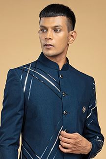 Picture of Fashionable Blue Designer Indo-Western Sherwani for Sangeet and Engagement