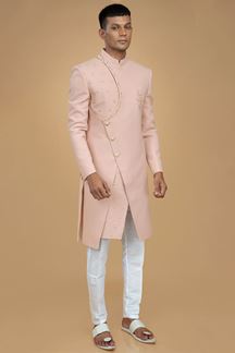 Picture of Exuberant Peach Designer Indo-Western Sherwani for Sangeet  and Engagement