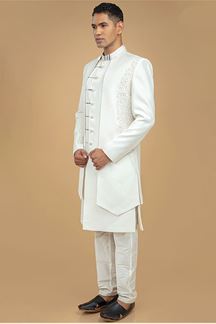 Picture of Captivating White Designer Indowestern Sherwani for Wedding  and Engagement 