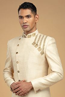 Picture of Charismatic Cream Designer Indo-Western Sherwani for Wedding  and Engagement