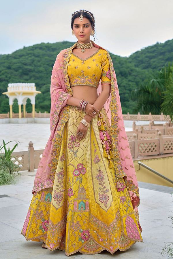 Picture of Delightful Shaded Yellow Designer Lehenga Choli for Haldi, Wedding and Reception