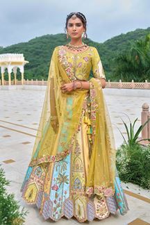 Picture of Stunning Designer Lehenga Choli with Colorful Kali for Wedding and Haldi