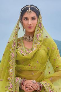 Picture of Marvelous Shaded Parrot Green Designer Lehenga Choli for Wedding and Mehendi