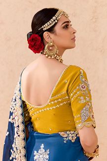 Picture of Charismatic Blue Shaded Designer Saree for Wedding and Reception