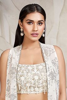 Picture of Divine White Designer Palazzo Suit for Party and Festivals