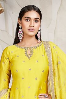 Picture of Appealing Yellow Designer Palazzo Suit for Haldi, Party and Sangeet