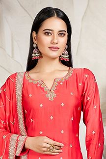 Picture of Trendy Red Designer Palazzo Suit for Wedding, Party, Festivals, and Sangeet