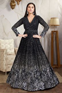 Picture of Lovely Black Georgette Designer Anarkali Suit for Party