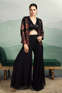 Picture of Enticing Black Designer Palazzo Suit for Party