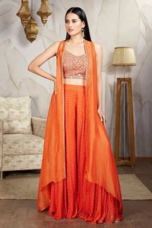 Picture of Mesmerising Orange Designer Palazzo Suit for Weddings, Reception, and Festivals