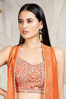 Picture of Mesmerising Orange Designer Palazzo Suit for Weddings, Reception, and Festivals