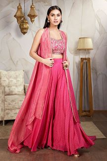 Picture of Dazzling Pink Designer Palazzo Suit for Weddings, Reception, and Festivals