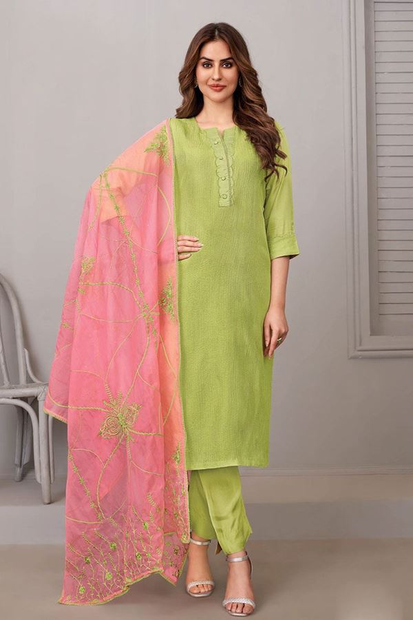 Picture of Captivating Green Designer Straight Cut Suit for Party and Festivals