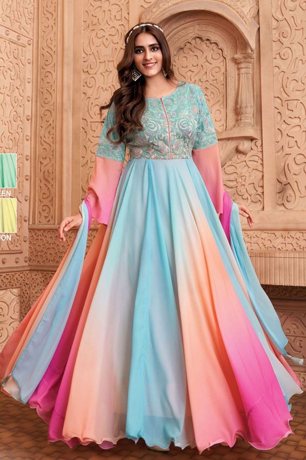 Picture of Marvelous Sky Blue Georgette Designer Anarkali Suit for Party and Festivals