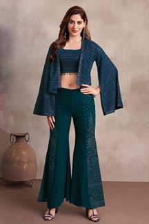 Picture of Charismatic Peacock Designer Palazzo Suit for Party and Festivals