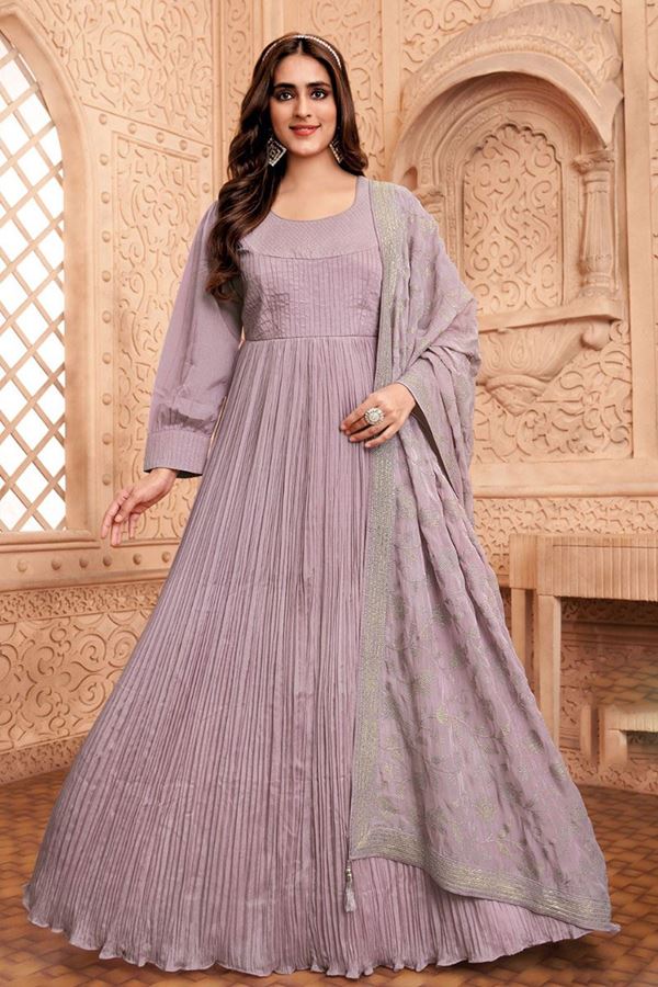 Picture of Smashing Lilac Georgette Designer Anarkali Suit for Party and Festivals