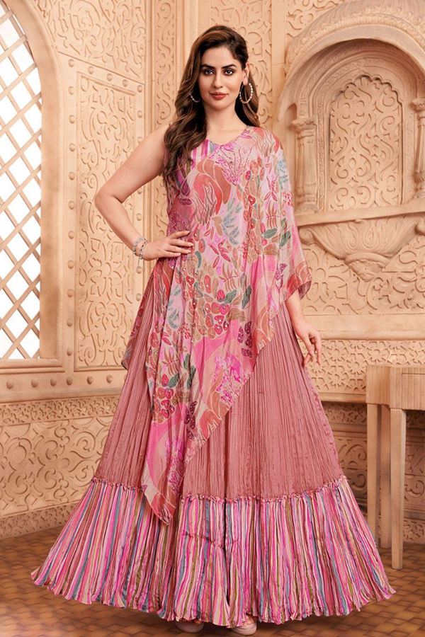 Picture of Spectacular Pink Georgette Designer Anarkali Suit for Party